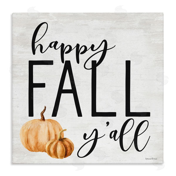 stupell industries Lettered and Lined | Happy Fall Y'all Phrase Orange Farm Pumpkin Gourd Wall Art