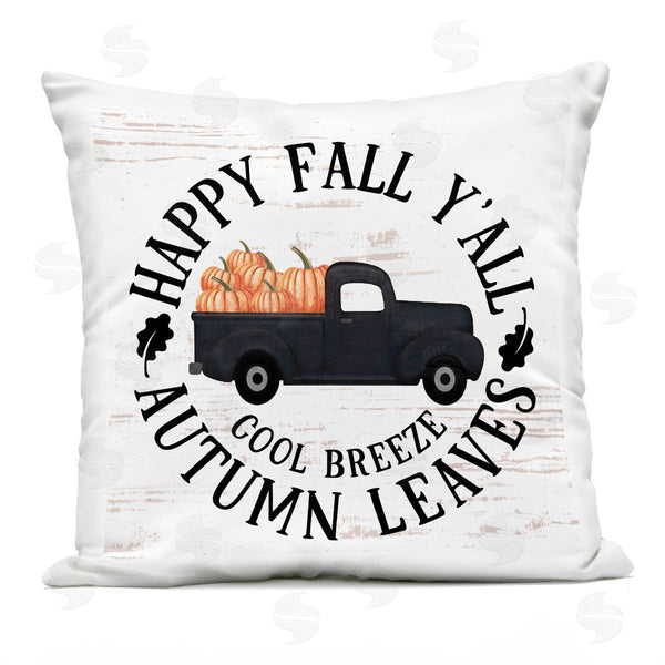 Stupell Industries Lettered And Lined | Happy Fall Y'all Rustic Pumpkin Truck Printed Throw Pillow