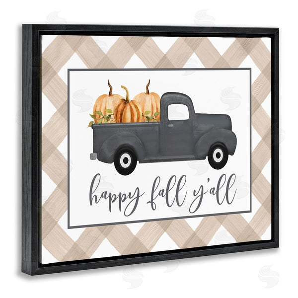 Stupell Industries Lettered And Lined | Happy Fall Y'all Vintage Truck Carrying Pumpkins Wall Art