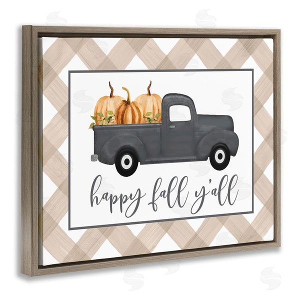 Stupell Industries Lettered And Lined | Happy Fall Y'all Vintage Truck Carrying Pumpkins Wall Art