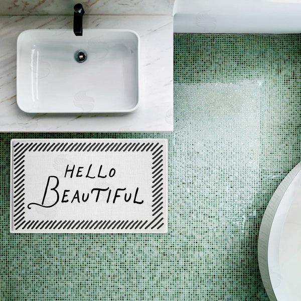 Stupell Industries Lettered And Lined | Hello Beautiful Greeting Plush Bath Mat