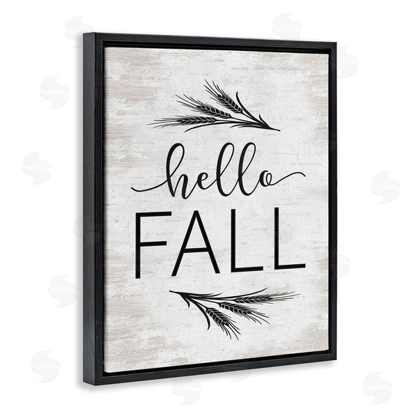 Stupell Industries Lettered And Lined | Hello Fall Rustic Calligraphy Wheat Sprigs Botanical Border Wall Art