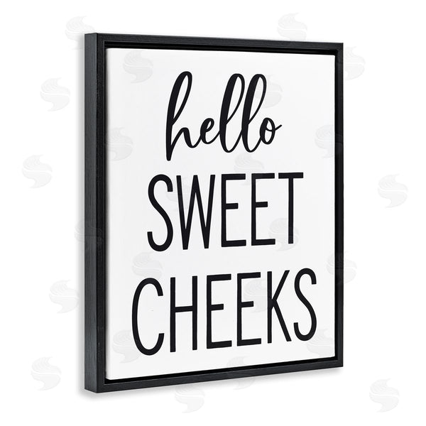Stupell Industries Lettered And Lined | Hello Sweet Cheeks Silly Bathroom Washroom Humor Wall Art