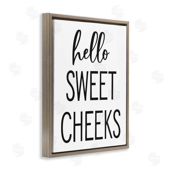 Stupell Industries Lettered And Lined | Hello Sweet Cheeks Silly Bathroom Washroom Humor Wall Art