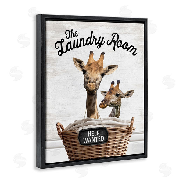 Stupell Industries Lettered And Lined | Help Wanted Laundry Room Giraffes
