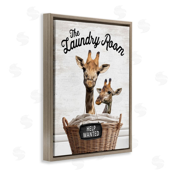 Stupell Industries Lettered And Lined | Help Wanted Laundry Room Giraffes