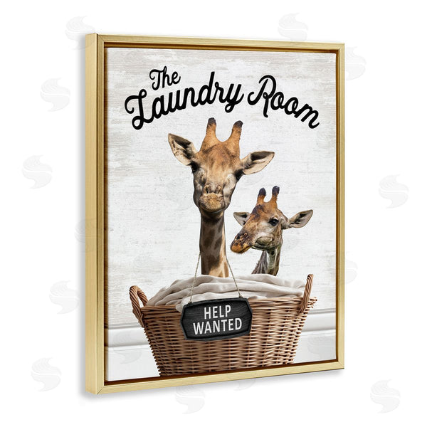 Stupell Industries Lettered And Lined | Help Wanted Laundry Room Giraffes