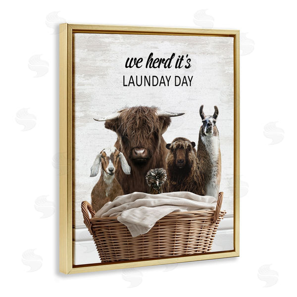 Stupell Industries Lettered And Lined | Herd It's Laundry Day Animals