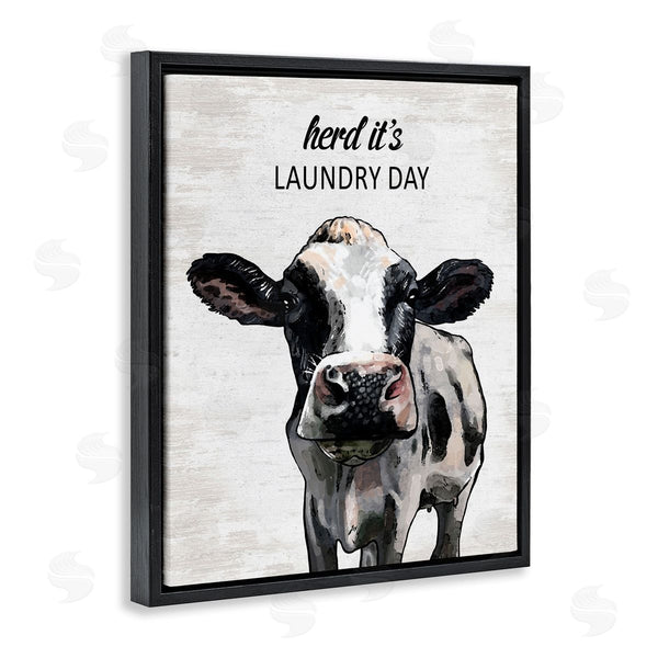 Stupell Industries Lettered And Lined | Herd It's Laundry Day Cow