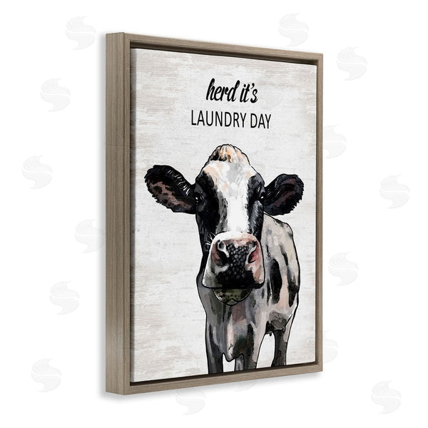 Stupell Industries Lettered And Lined | Herd It's Laundry Day Cow