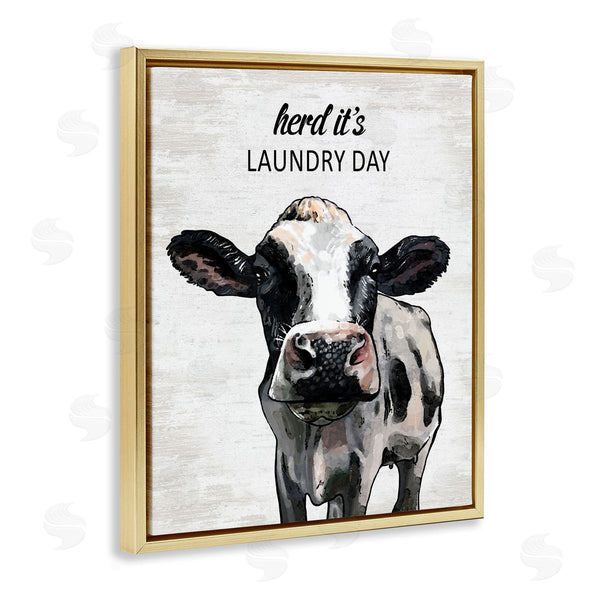 Stupell Industries Lettered And Lined | Herd It's Laundry Day Cow