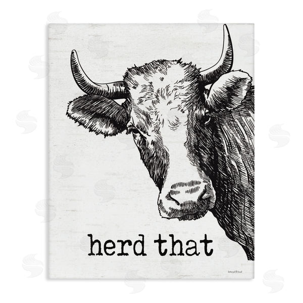 stupell industries Lettered and Lined | Herd That Phrase Rustic Longhorn Cattle Portrait Wall Art
