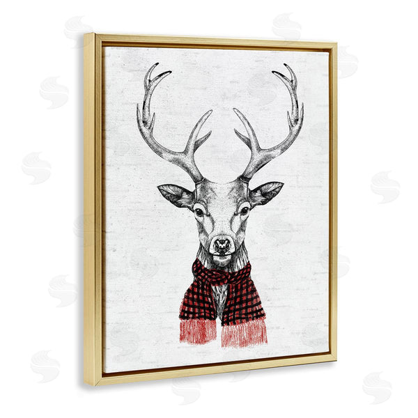 Stupell Industries Lettered And Lined | Holiday Deer With Scarf