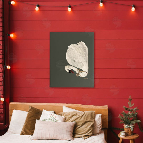 Stupell Industries Lettered And Lined | Holiday Swan With Ribbon Wall Art