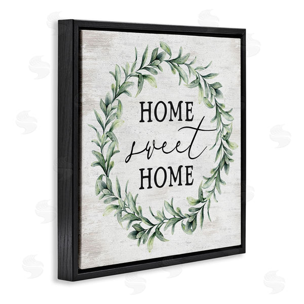 Stupell Industries Lettered And Lined | Home Sweet Home Sentiment Green Botanical Farmhouse Wreath Wall Art