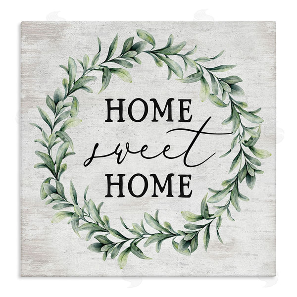 stupell industries Lettered and Lined | Home Sweet Home Sentiment Green Botanical Farmhouse Wreath Wall Art