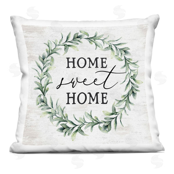 stupell industries Lettered and Lined | Home Sweet Home Wreath Printed Throw Pillow