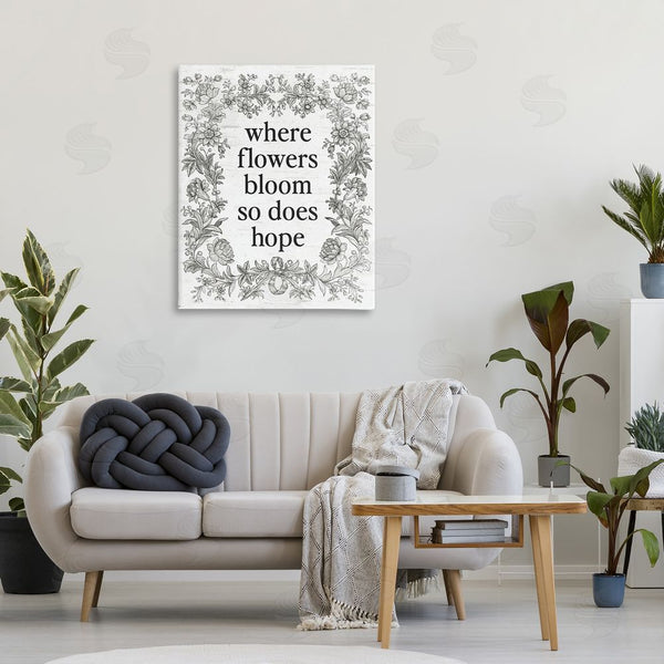 Stupell Industries Lettered And Lined | Hope Blooms Vintage Border
