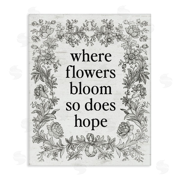 stupell industries Lettered and Lined | Hope Blooms Vintage Border