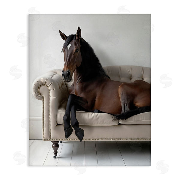 stupell industries Lettered and Lined | Horse Lounging on Sofa