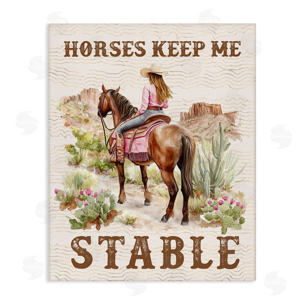 stupell industries Lettered and Lined | Horses Keep Me Stable