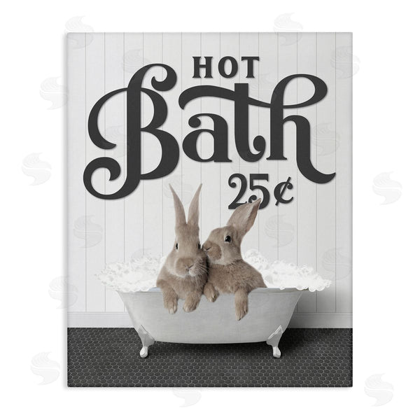 stupell industries Lettered and Lined | Hot Bath Bunnies Wall Art