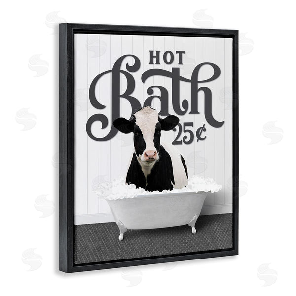 Stupell Industries Lettered And Lined | Hot Bath Farmhouse Cow Wall Art