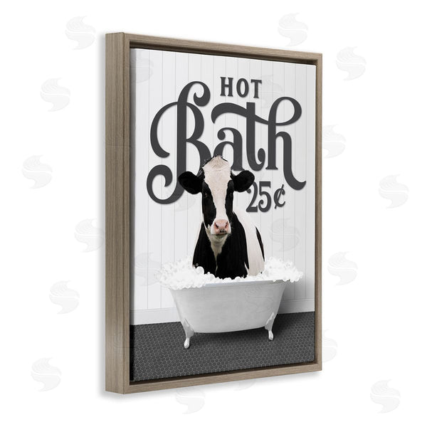 Stupell Industries Lettered And Lined | Hot Bath Farmhouse Cow Wall Art