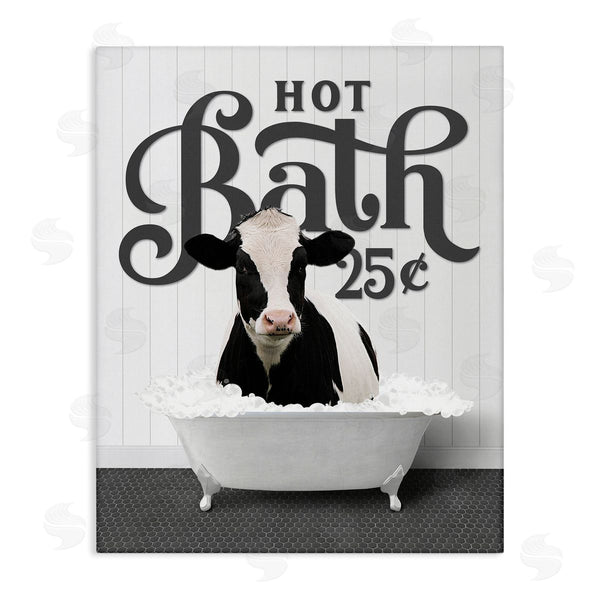 stupell industries Lettered and Lined | Hot Bath Farmhouse Cow Wall Art