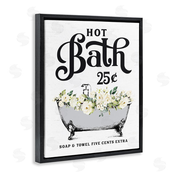 Stupell Industries Lettered And Lined | Hot Bath Floral Tub Wall Art