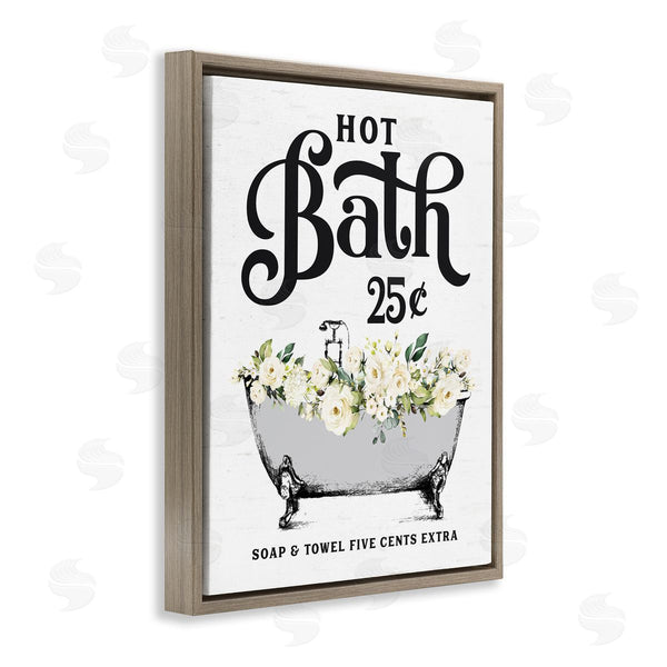 Stupell Industries Lettered And Lined | Hot Bath Floral Tub Wall Art