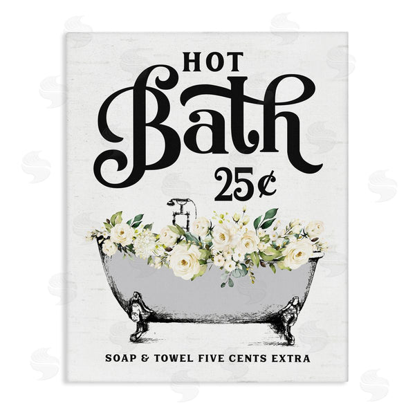 stupell industries Lettered and Lined | Hot Bath Floral Tub Wall Art