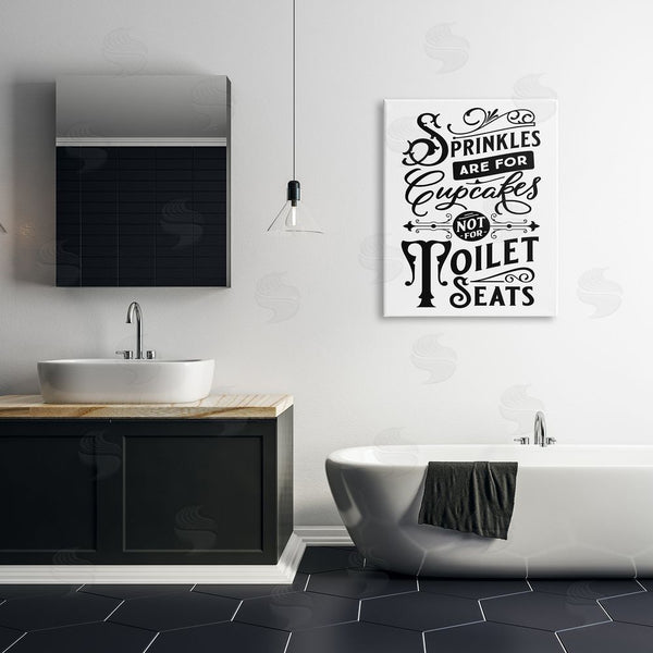 Stupell Industries Lettered And Lined | Humorous Bathroom Toilet Seat Phrase Vintage Typography Wall Art