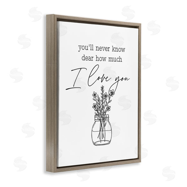 Stupell Industries Lettered And Lined | I Love You Simple Daisy Botanical Outline Bouquet Wall Art