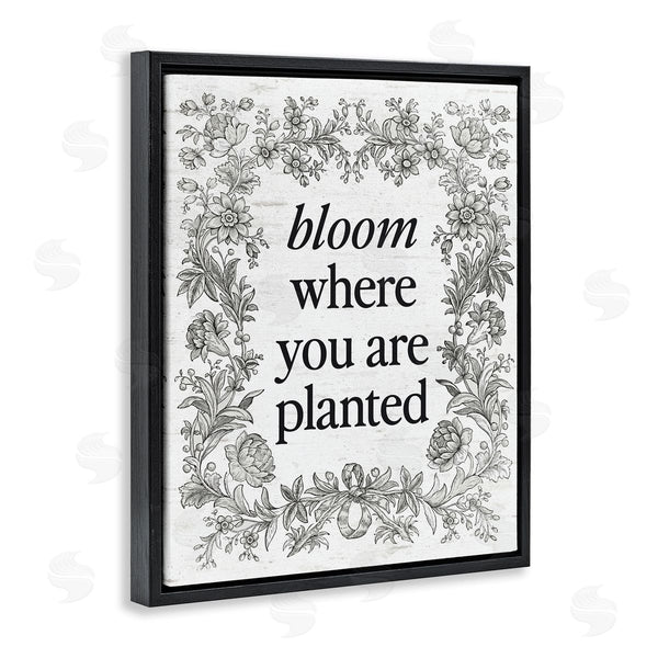 Stupell Industries Lettered And Lined | Inspiring Bloom With Vintage Border