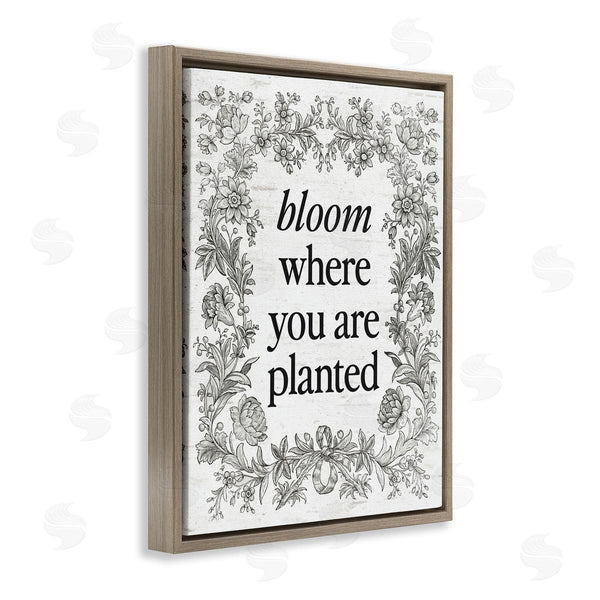 Stupell Industries Lettered And Lined | Inspiring Bloom With Vintage Border