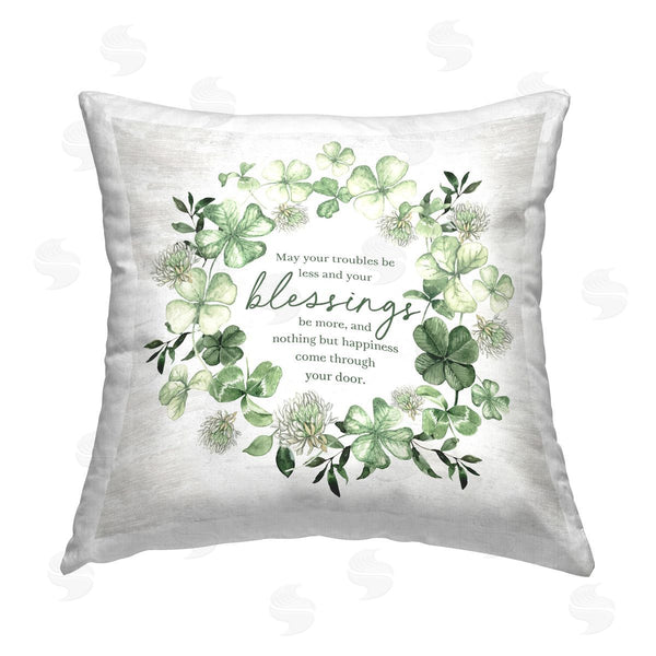 stupell industries Lettered and Lined | Irish Proverb & Shamrocks Printed Throw Pillow