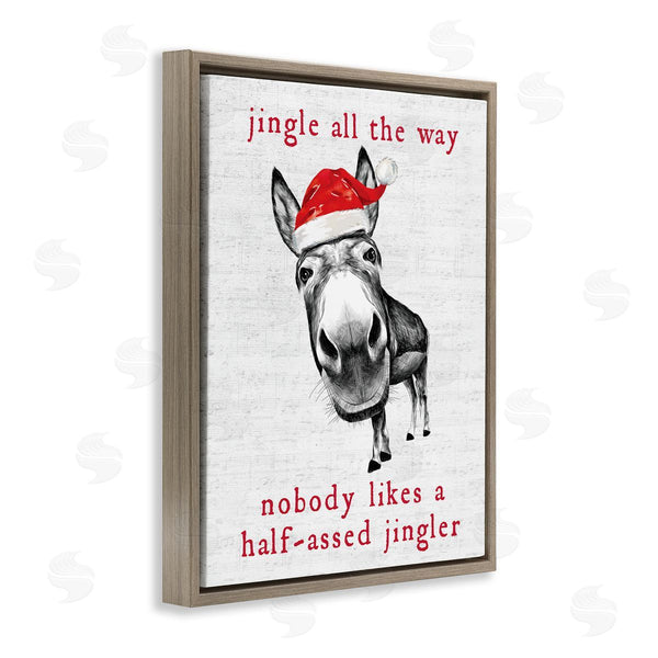 Stupell Industries Lettered And Lined | Jingle All The Way Christmas Donkey
