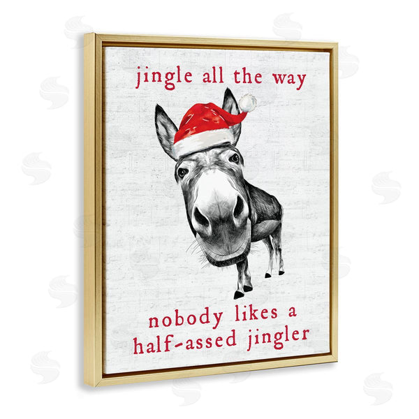 Stupell Industries Lettered And Lined | Jingle All The Way Christmas Donkey