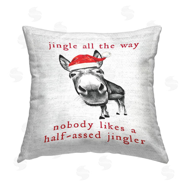 Stupell Industries Lettered And Lined | Jingle All The Way Donkey Printed Throw Pillow