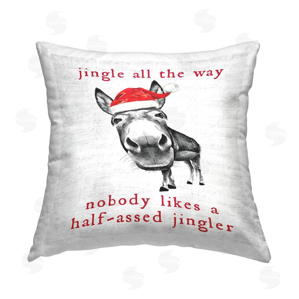 stupell industries Lettered and Lined | Jingle All The Way Donkey Printed Throw Pillow