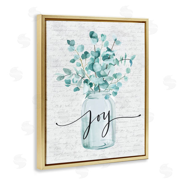 Stupell Industries Lettered And Lined | Joy With Blue Eucalyptus