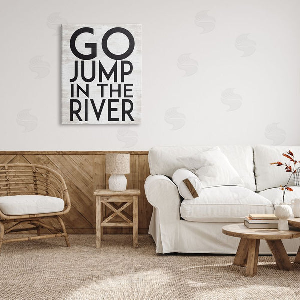Stupell Industries Lettered And Lined | Jump In The River Motivational Lake House Phrase Wall Art