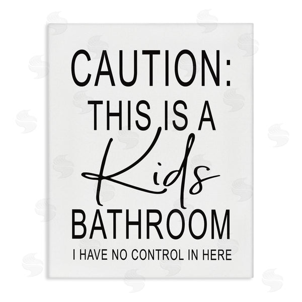 stupell industries Lettered and Lined | Kids Bathroom No Control Casual Bathroom Sign Wall Art