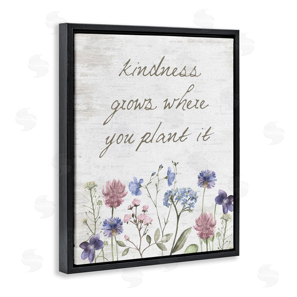 Stupell Industries Lettered And Lined | Kindness Grows Blooming Florals Rustic Grain Pattern Wall Art