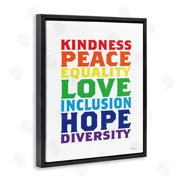 Stupell Industries Lettered And Lined | Kindness Peace Equality Phrases Rainbow Inclusive Terms Wall Art