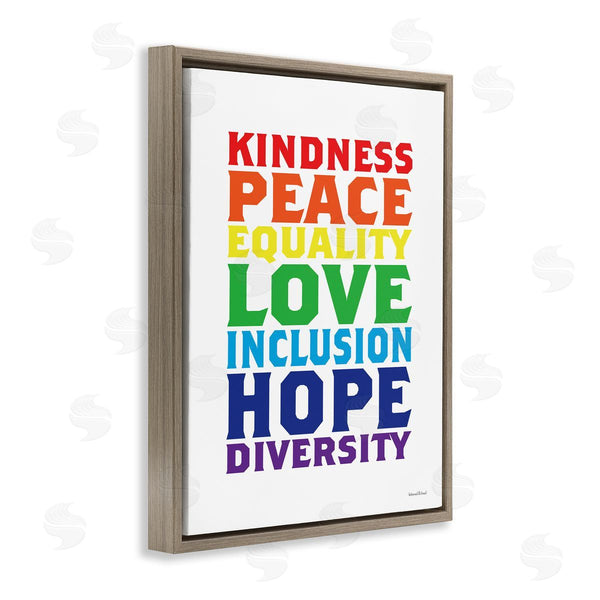 Stupell Industries Lettered And Lined | Kindness Peace Equality Phrases Rainbow Inclusive Terms Wall Art