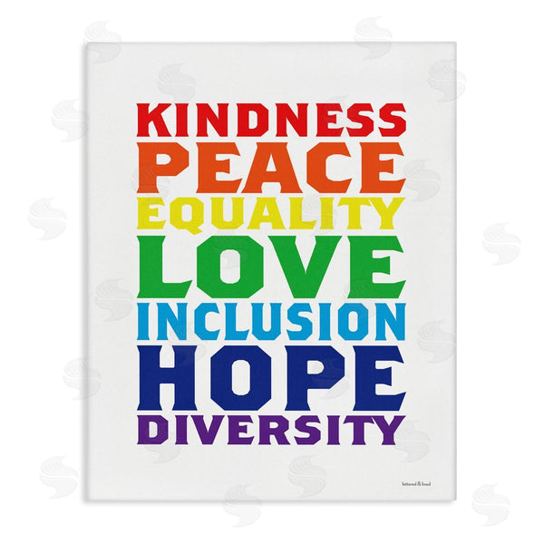 stupell industries Lettered and Lined | Kindness Peace Equality Phrases Rainbow Inclusive Terms Wall Art