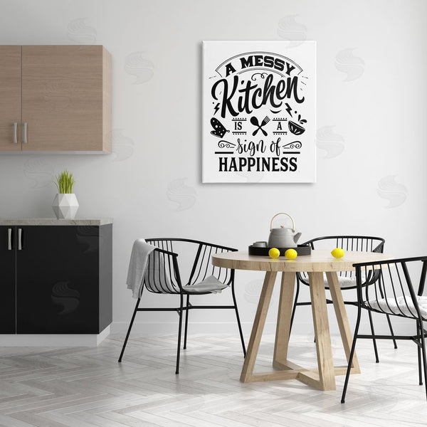 Stupell Industries Lettered And Lined | Kitchen Happiness Retro Style Casual Silverware Motif Wall Art