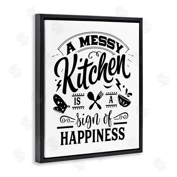 Stupell Industries Lettered And Lined | Kitchen Happiness Retro Style Casual Silverware Motif Wall Art